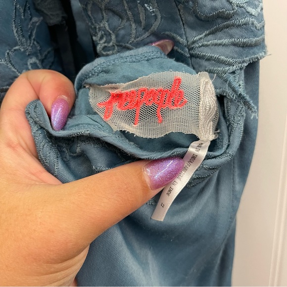 Free People Moonchild Embroidered Halter Maxi Dress Sz 12 - Picture 4 of 15